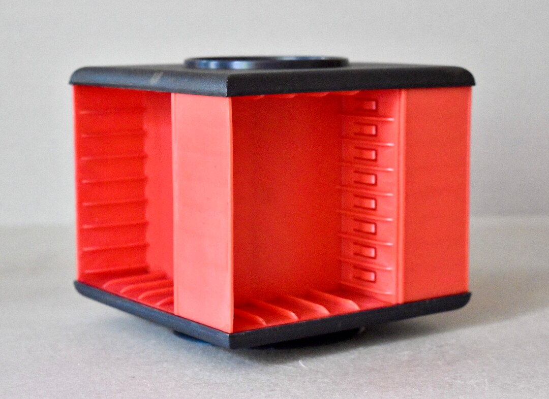 Vintage Audio Cassette Tape Holder Rotating Red Cassette Etsy