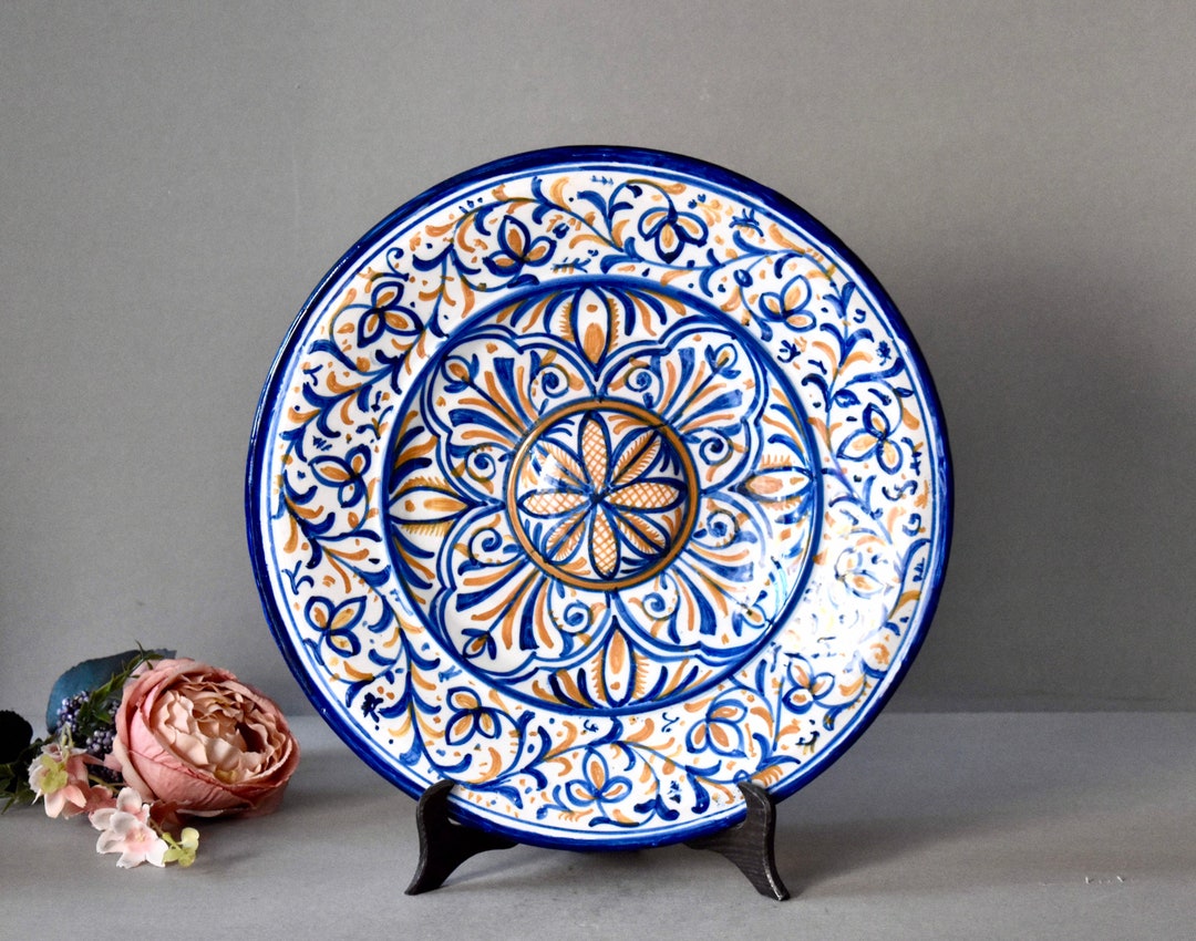 Vintage Ceramic Plate Moorish Style Spanish Ceramic Wall Decor Plate Etsy