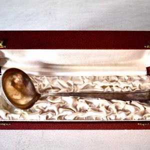 Antique Silver Plated Ladle in Box Home Decor Antique Soup Serving Utensil Collection Gift