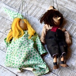 Vintage Wooden Dolls of Threads Rustic Decor Collectable  Hand Made Wooden Dolls Retro Toys