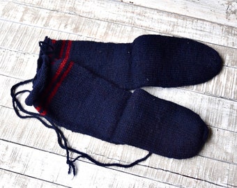 Chaussettes en laine tricotées main colorées traditionnelles bulgares pour hommes vintage