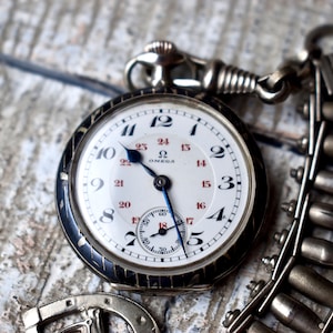Antique Swiss Pocket Watch Omega  Sterling Silver Enamel  Collectable Pocket Watch