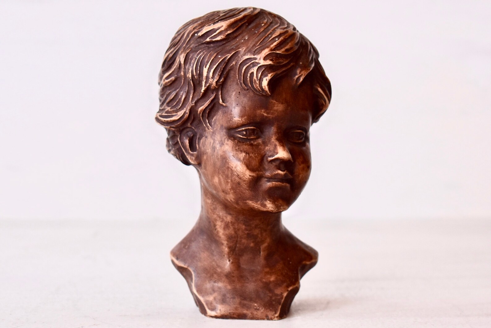 Vintage Resin Figurine Art Deco Bust Little Boy Resin Statue Etsy