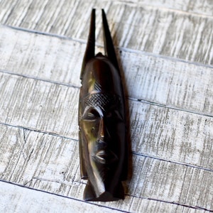 Vintage African Ebony  Wood Figurine African Iron Wood Wall Mask   African Art