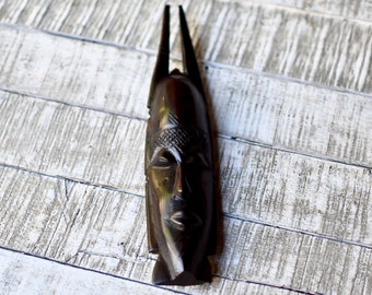Figura antigua africana de madera de ébano, máscara mural africana de madera de hierro, arte africano