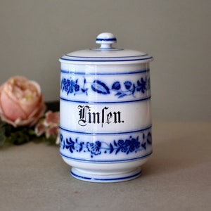 Antique Porcelain Spice Jar  Blue Onion  Home Decor Collectible Waechtersbach Pottery