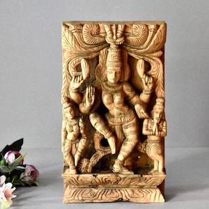 ヴィンテージ木彫りシヴァアジアン木工品手作りシャンカラ壁装飾
