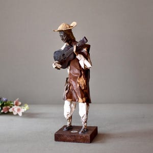 Vintage Papier Mache Figurine Mexican Folk Art 70s Collectible Figurine