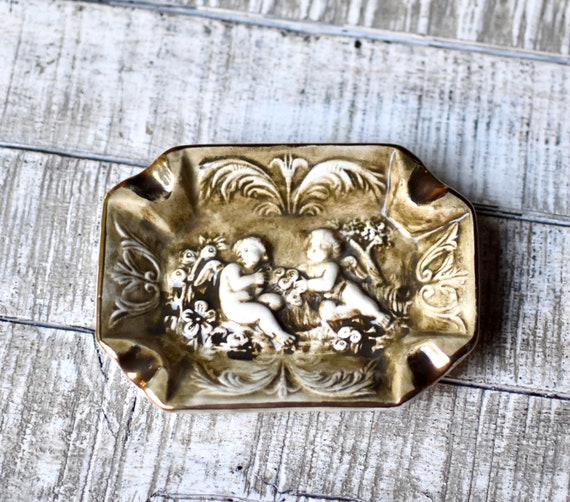 Vintage Capodimonte Porcelain Ashtray Vintage Porcelain Home Decor