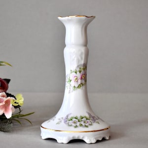 Vintage Porcelain Candle Stick Holder Limoges Vintage Home Decor Table Decor Hand Painted Flowers Porcelain
