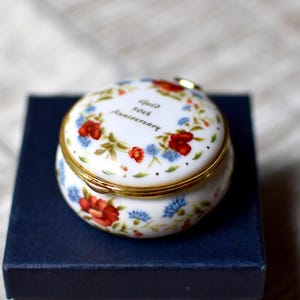 Vintage Small Jewelry Box Leonardo Collection Gold 50th Anniversary Porcelain Trinket Box