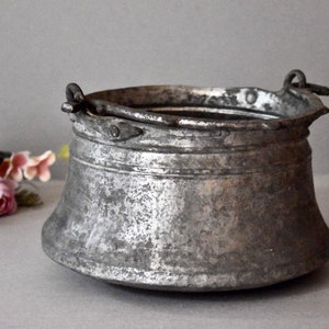Antique Ethnographic Copper Pot Bulgarian Traditional Hand Hammered Copper Rustic Decor Home Decor
