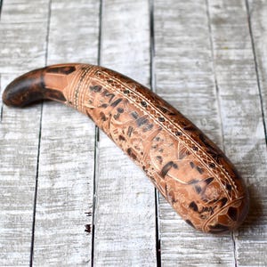 Vintage Peruvian Maracas Hand Carved Pumpkin Maracas Shaker