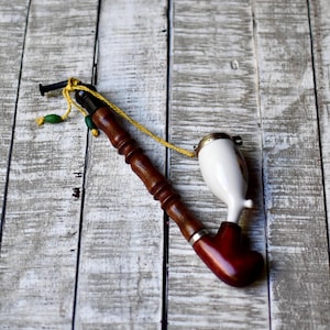 Retro Porcelain Pipe With lid Collectable Gift Hunting Pipe German Pipe