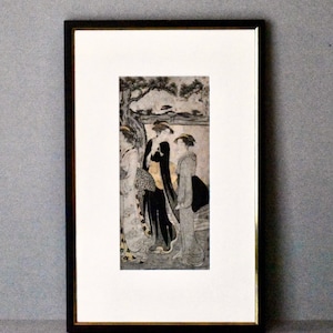 Eishi Chobunsai Nightingale Antique Original Japanese Woodblock Print Collectable Print