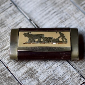 Antique Wooden  Snuff Box Silver  Plated Metal Box Tobacco Storage Box