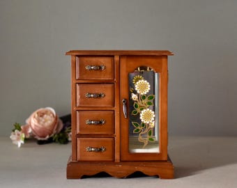 Vintage Mini Kleiderschrank Schmuckschatulle Wohnkultur Schmuck Aufbewahrungsbox
