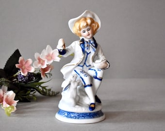 Figurita de porcelana Vintage niño con conejo Europa occidental porcelana decoración del hogar decoración Vintage