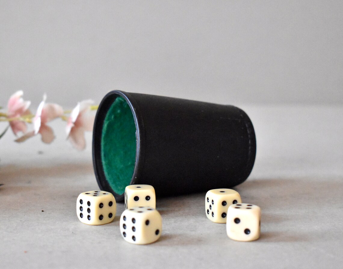 Vintage Barbut Game Set Dice Plastic Cup Dice Game Set - Etsy