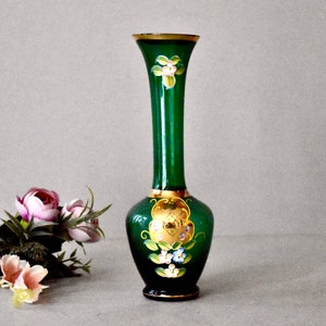 Antique Bohemia Glass Vases Hand Painted Gilded Colored Vases Home Decor Table Decor Art Nouveau Glass