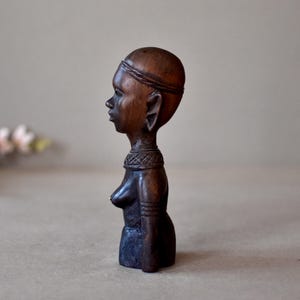 Vintage African Ebony  Wood Figurine African Iron Wood Bust Vintage Gift Collectable African Art