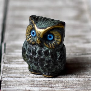 Vintage Greece Bronze Figurine Owl Collectable Figurine Home Decor