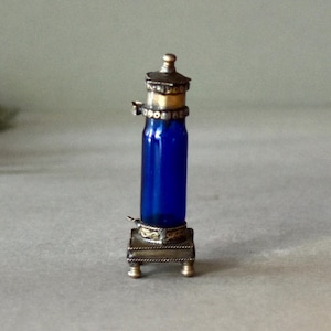 Antique Cobalt Blue Perfume Bottle Collectable Glass