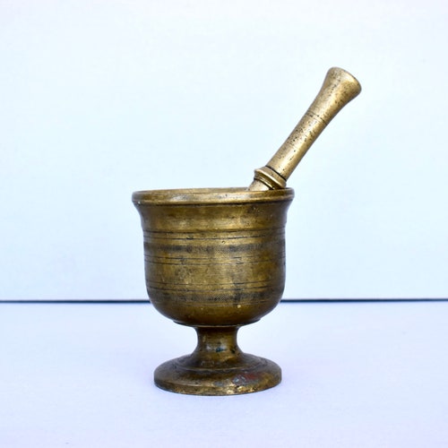 Antique Bronze Mortar Spice Grinding Herbs Mill shops Home Decor Rustic Decor