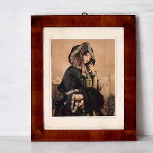 Antique Print Wall Decor Wooden Frame Print Vintage Decor Wall Hanging Decor Antique Decor