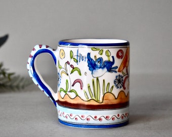 Vintage Ceramic Cup Coffee Or Tea Vintage Cup Gift Rustic Decor Portugal Ceramic