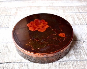 Vintage Schmuckschatulle Schwarz Lack Rosen Handgemalte Schmuckschatulle Schmuckschatulle