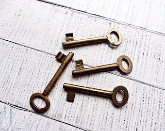 Llaves antiguas de bronce, llaves esqueleto, llaves antiguas, decoración del hogar, regalo vintage