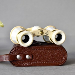Binocolo teatrale vintage URSS Custodia in pelle Binocolo