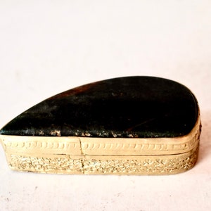 Vintage Small Tin Jewelry Box Onyx Stone Women Vintage Gift Trinkets Box