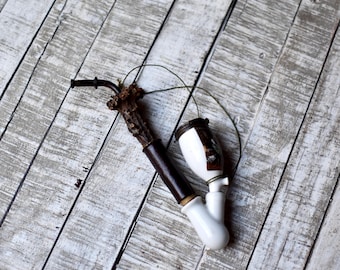Antique German Porcelain Tobacco Pipe: Hand-painted Hunter Scene