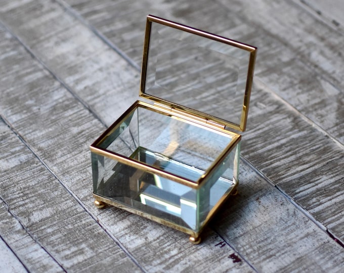 Vintage Glass Jewelry Box Crystal  Trinket Box Retro  Jewelry Box