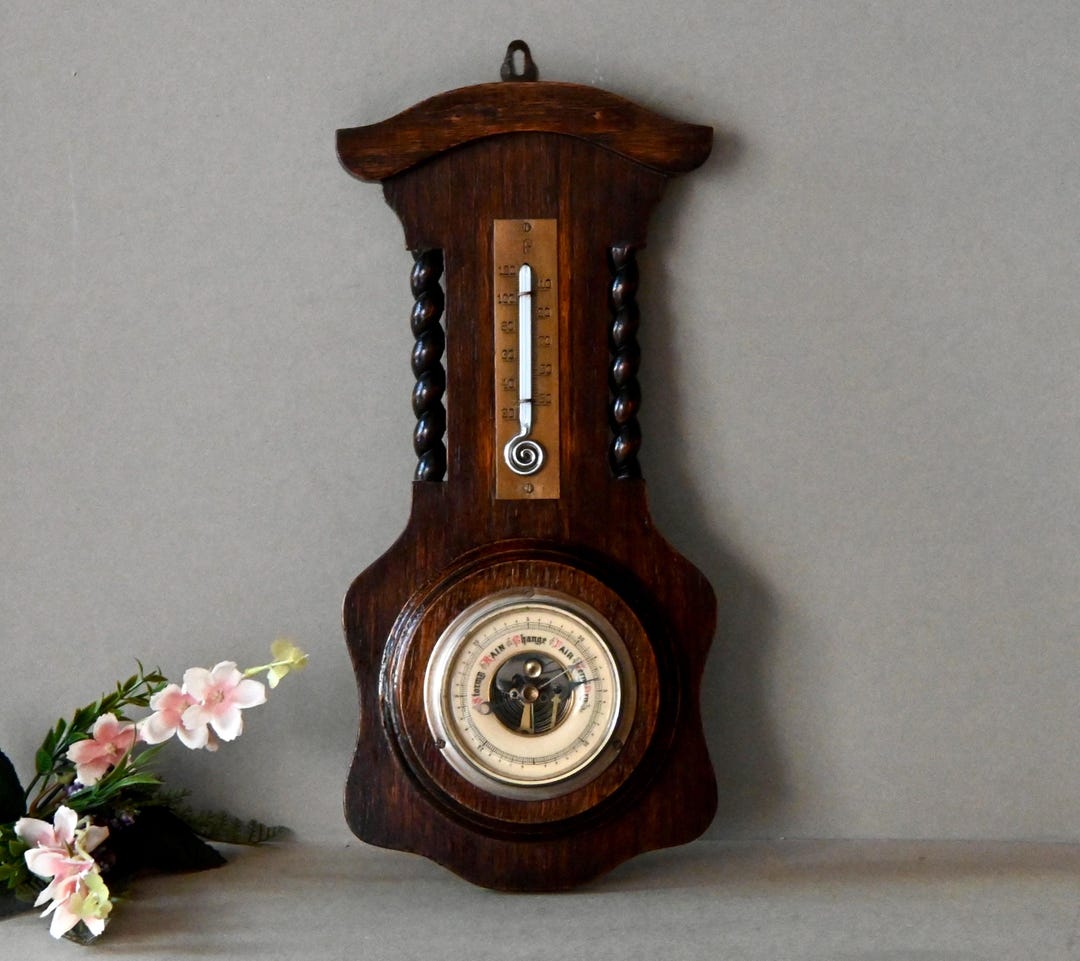 Antique Wall Barometer Thermometer Meteorological Station Nautical ...