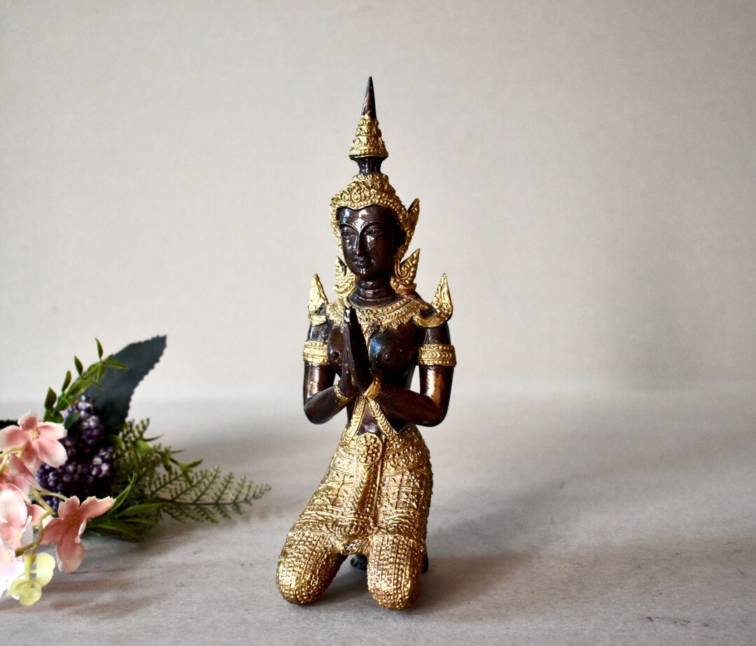 Vintage Thai Figurine Buddha Gild Bronze Statue Buddha Vintage Gift