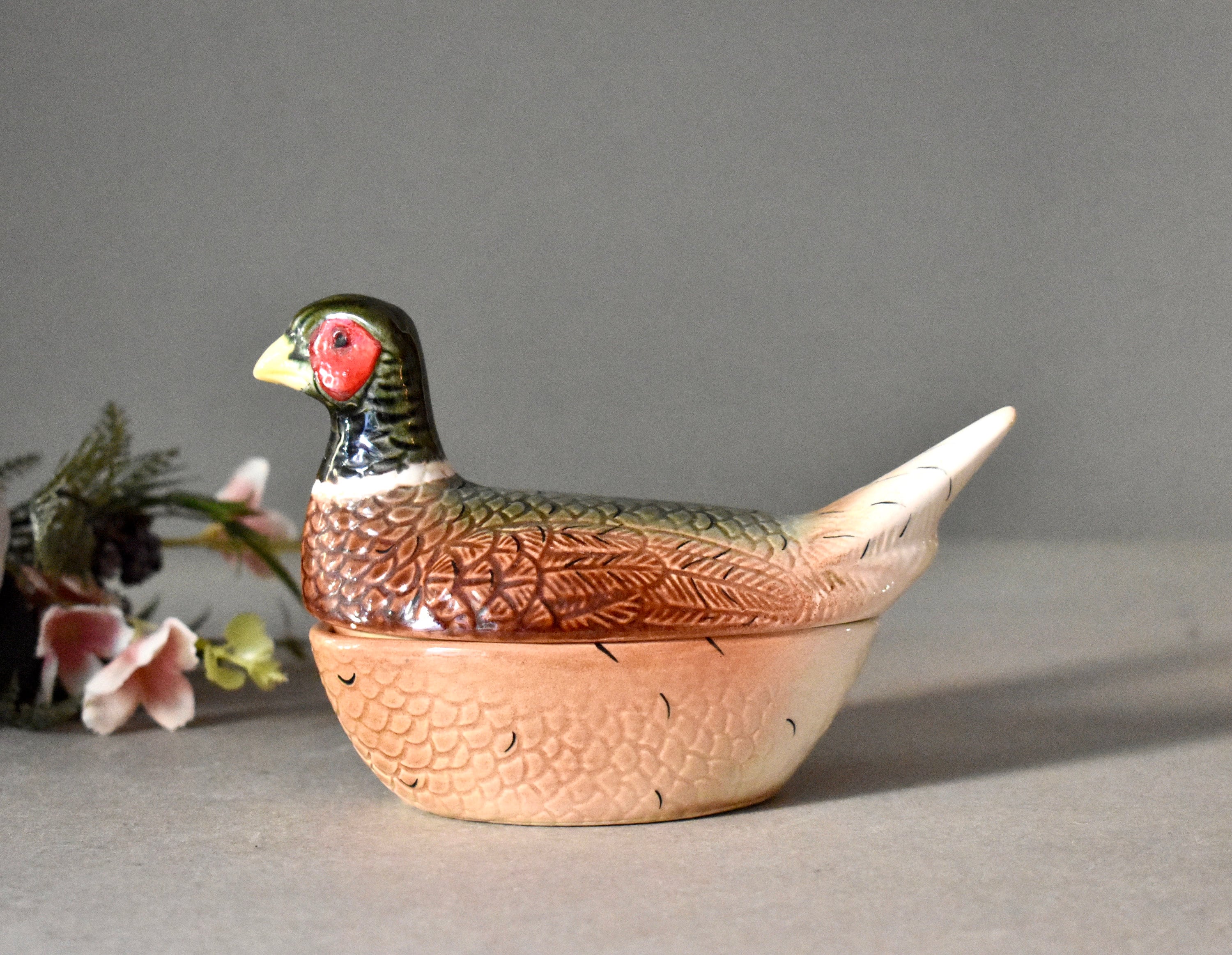 ARABIA vintage GOG アートプレート(ニワトリ/19.5cm) Vintage Pheasant Ceramic Terrine Form Michel Caugant Studio Art