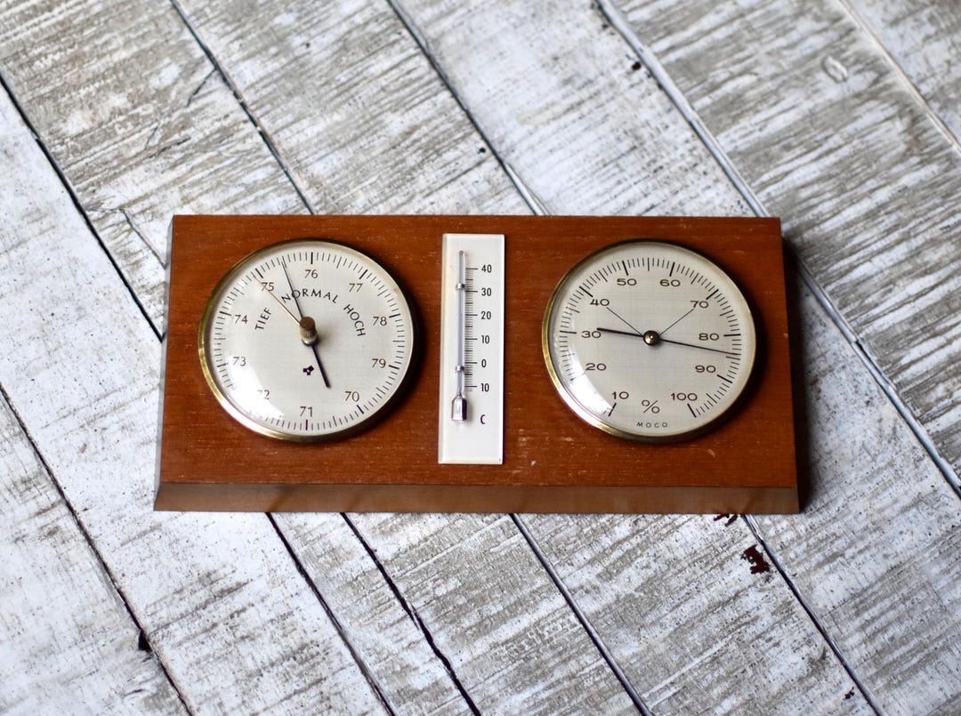 Vintage Barometer Thermometer Meteorological Station Hydrometer Home ...
