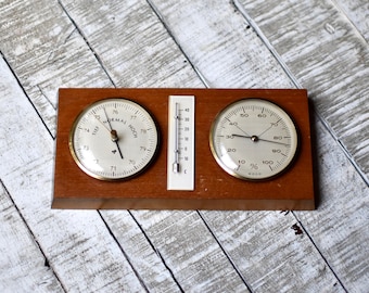 ヴィンテージ 気圧計 ドイツ製 気象ステーション Skai レザー 気圧計