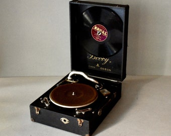 Gramófono antiguo Bobby Odeon, pantógrafo mecánico coleccionable, decoración antigua.