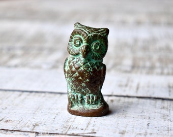 Vintage Miniature Bronze Figurine Owl Collectable Figurine Home Decor