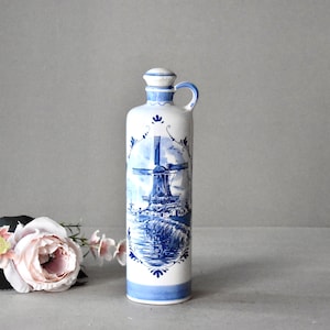 Vintage Porcelain Empty Bottle Delft Blue Collectable Bottle