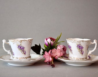 Two Antique Fine Boon Porcelain Tea Cups Tielsch Alt Wasser Germany 1920 Antique Gift Home Decor