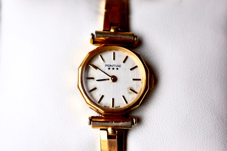Antique Swiss Ladies Watch Wrist Women - Pontiac Watch Gilded Art Deco Women's Watch image 3