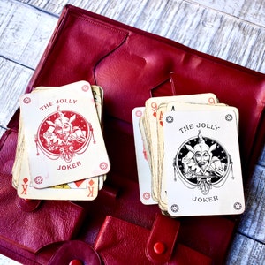 vintage Set Cards Bridge Playing Cards Pochette en cuir vintage Cards