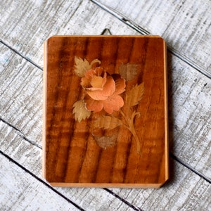 Vintage Wooden  Intarsia Flowers Wall Decor Retro Intarsia Home Decor