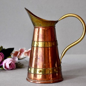 Vintage Copper And Brass Pitcher Home Decor Rustic Decor Copper Water Jug Table Decor