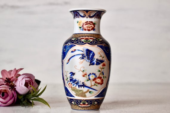 Vintage Hand Painted Japanese Porcelain Vase, Home Decor